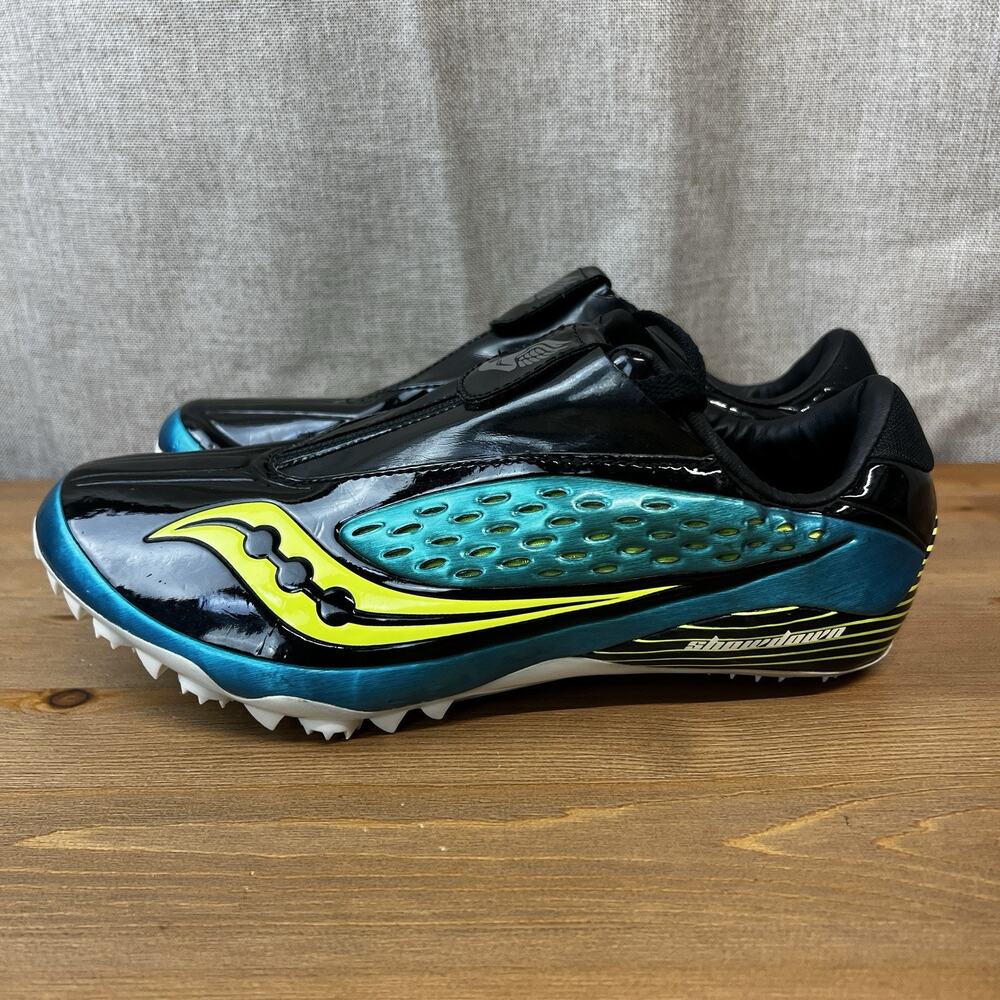 SAUCONY SHOWDOWN WOMEN'S SIZE 7 TRACK SHOES Blk/Yellow/Teal